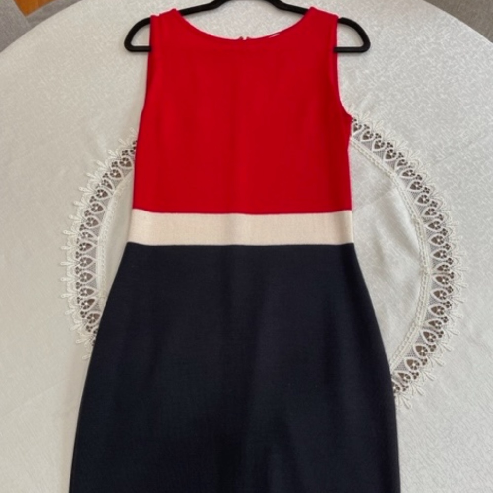 St John knit dress, Size 4, Red, White, and Black